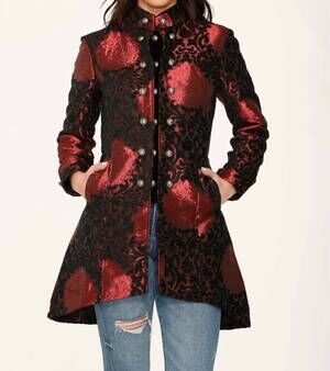NEW ORCHID BLOOM brocade hilo coat in red